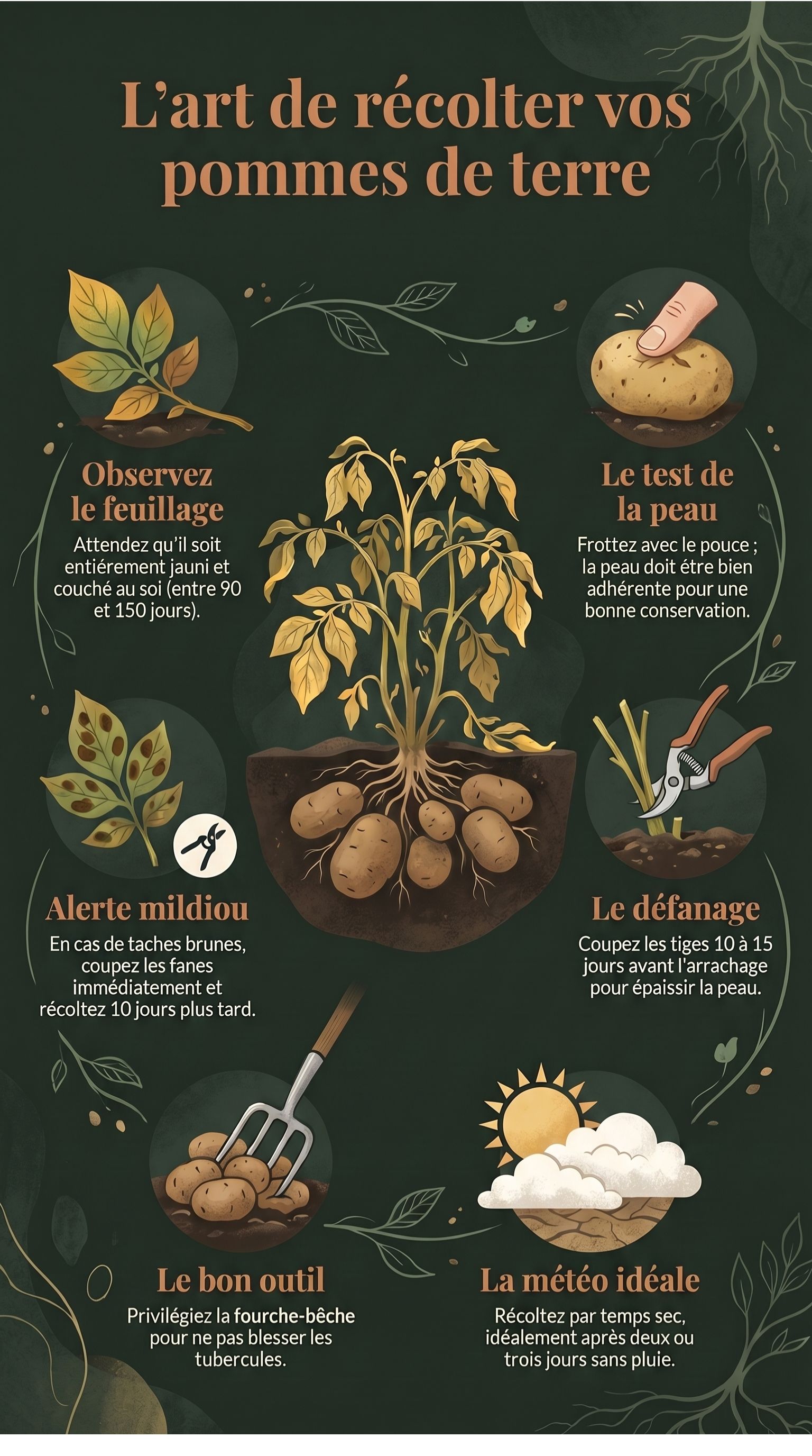 Infographie : les signes qui montrent que vous pouvez ramassez les pommes de terre